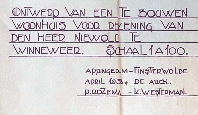 Detail bouwtekening huis in Winneweer.
<br/>
Bouwdossier, 1932